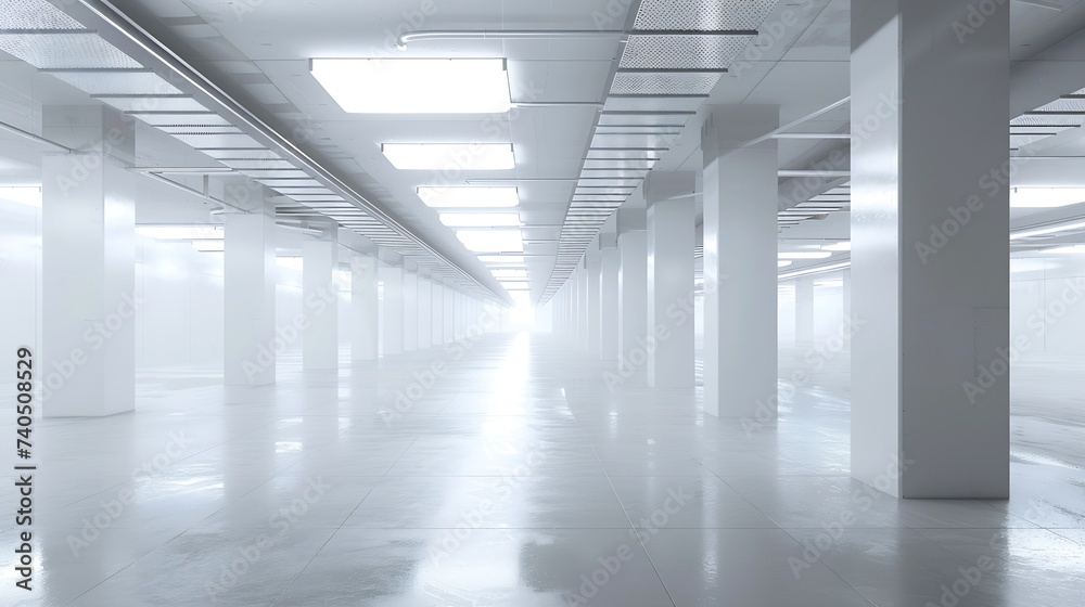 Empty underground parking background with copy space : Generative AI