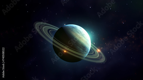 Realistic surreal Saturn in space, concept of planetary rings