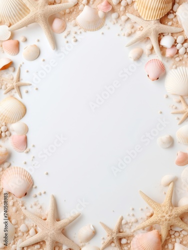 Summer background seashell. Summer holiday background. © Absent Satu