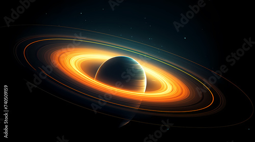 Realistic surreal Saturn in space, concept of planetary rings