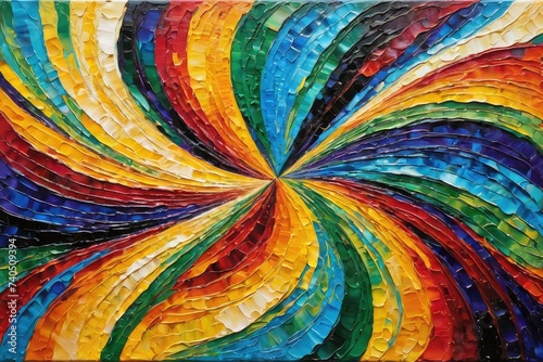 Swirl colorful textured paint strokes on canvas