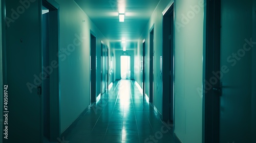 Interior of the corridor hall, apartment building : Generative AI © Generative AI