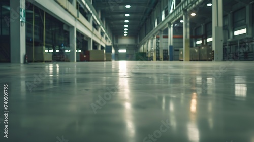 Industrial building or modern factory for manufacturing production plant or large warehouse  Polished concrete floor clean condition and space for industry product display or industry    Generative AI