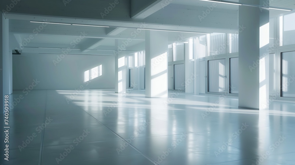 An empty office interior, side view : Generative AI