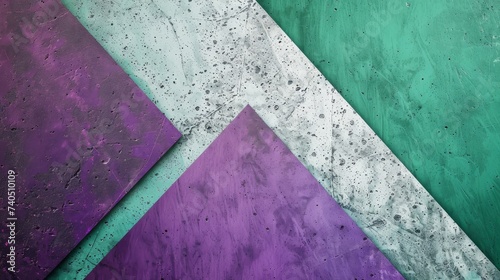 Triangular Sections of Different Colors converging Towards a Central Point - Section is a Vibrant Green, White and Bold Purple with Visible Texture Imperfections created with Generative AI Technology