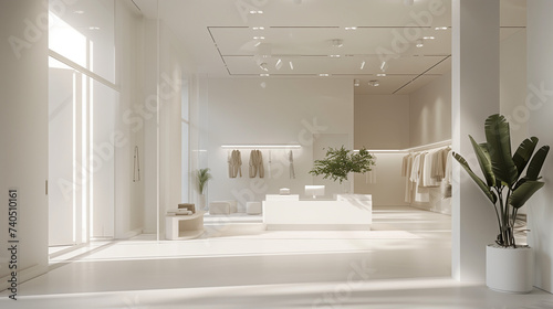 Minimalist Women s Clothing Store Interior with Modern White Decor