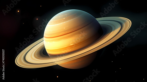 Realistic surreal Saturn in space, concept of planetary rings