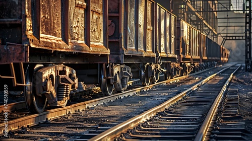 Empty railcars near the smelter. Donetsk, Ukraine : Generative AI photo
