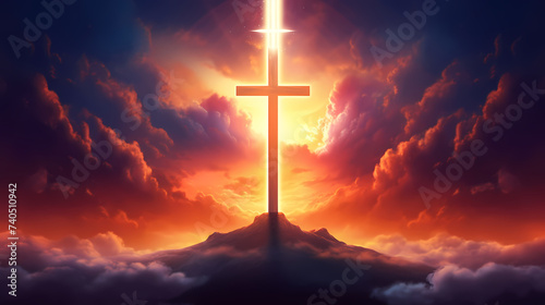 Christian cross, Good Friday wooden cross background with copy space