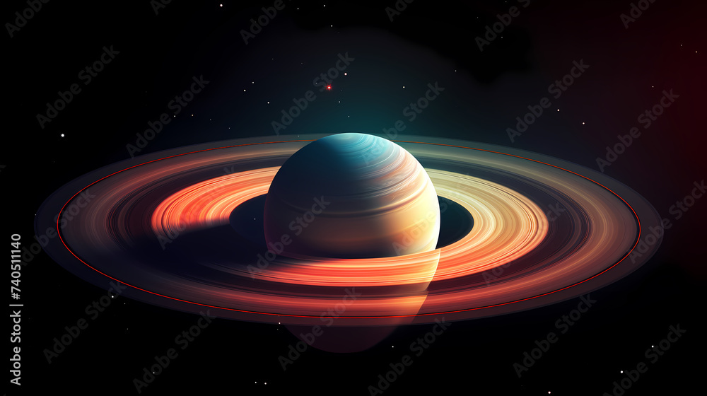 Realistic surreal Saturn in space, concept of planetary rings Realistic surreal Saturn in space, concept of planetary rings