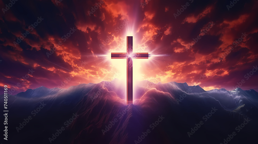 Christian cross, Good Friday wooden cross background with copy space