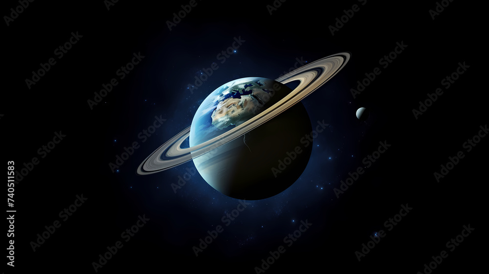 Realistic surreal Saturn in space, concept of planetary rings Realistic surreal Saturn in space, concept of planetary rings