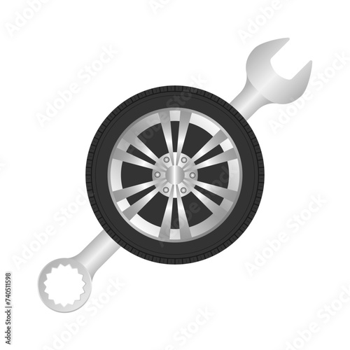 Auto Repair. Repair Service Logo Symbol. Vector Illustration. 