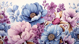 Summer Floral Pattern Looking Like Unfinished Watercolors, Perfect For Textiles And Decoration