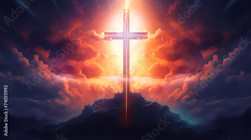 Christian cross, Good Friday wooden cross background with copy space