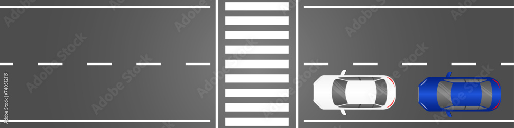 Crosswalk. Pedestrian Crossing Road. Zebra Crossing. Vector Illustration. Crosswalk. Pedestrian Crossing Road. Zebra Crossing. Vector Illustration.