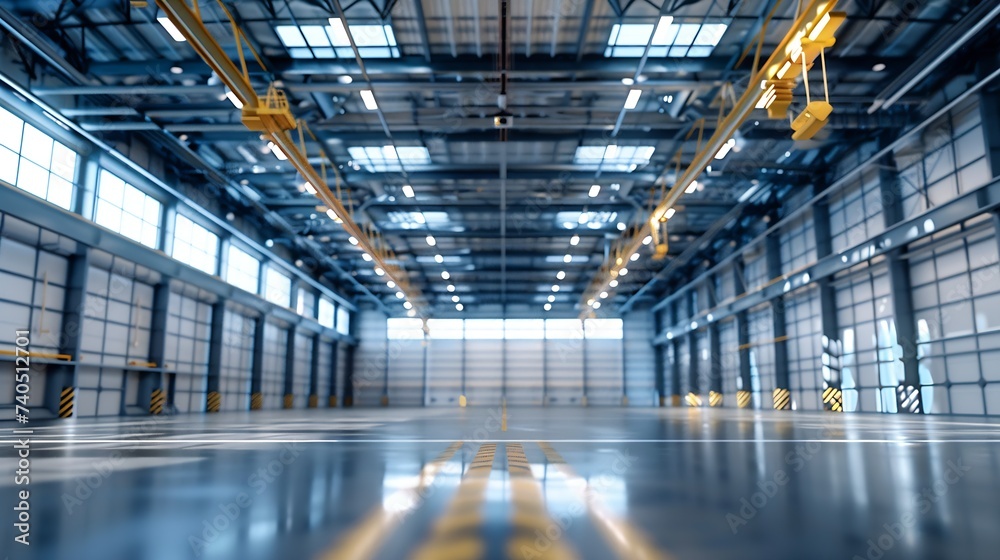 Industrial building interior with frames : Generative AI Industrial building interior with frames : Generative AI