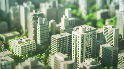 Cityscape of a residential area with modern apartment buildings, new green urban landscape in the city : Generative AI © Generative AI