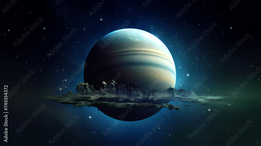Naklejka premium Stunning winning photo of Saturn's ring towers, concept of planetary rings