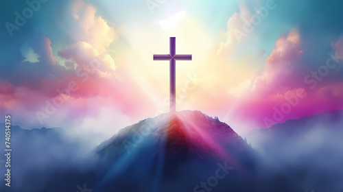 Christian cross, abstract Christian cross painting art © ma