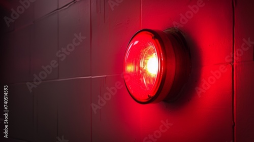 Red alarm. Alert system. Red light signals danger photo