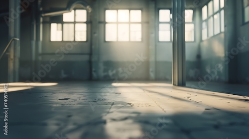 Empty floor in abandoned factory. : Generative AI