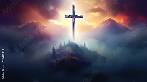 Christian cross, abstract Christian cross painting art photo