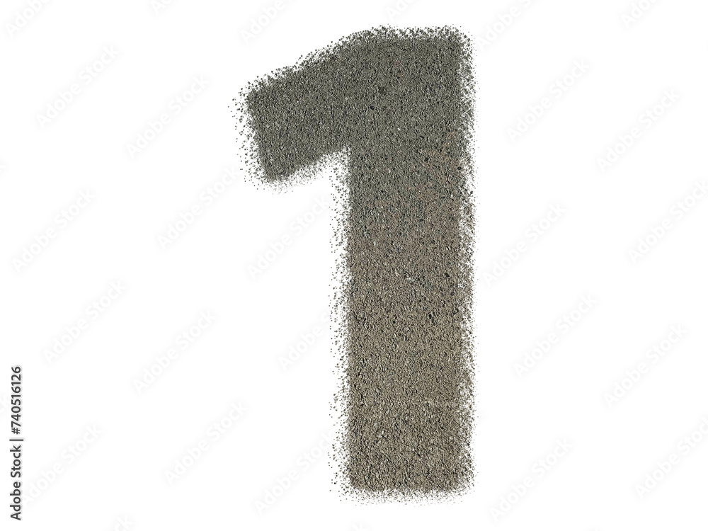 The shape of the number 1 is made of sand isolated on transparent background. Suitable for birthday, anniversary and Memorial Day templates The shape of the number 1 is made of sand isolated on transparent background. Suitable for birthday, anniversary and Memorial Day templates