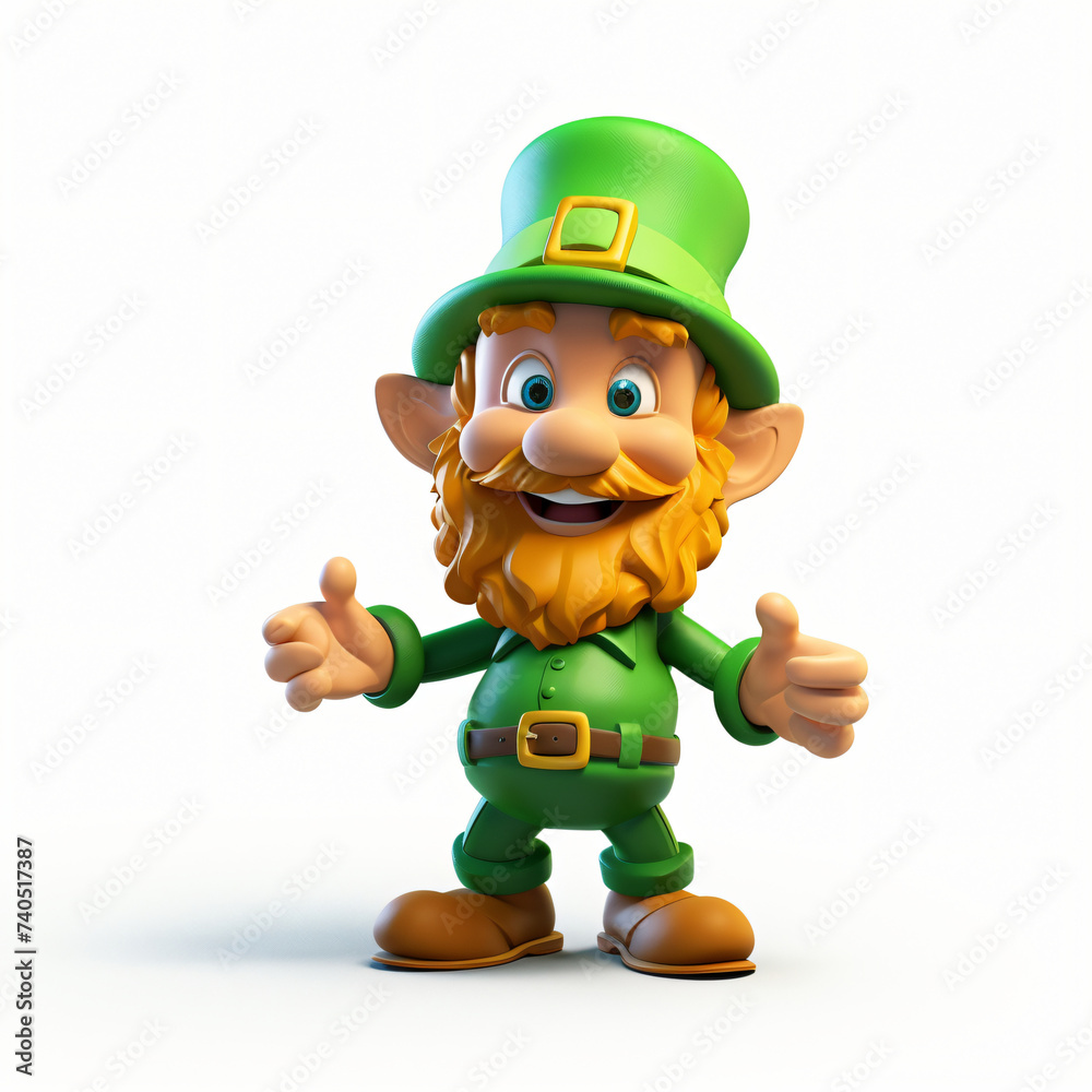 3d render icon of leprechaun with green hat cartoon generated AI 3d render icon of leprechaun with green hat cartoon generated AI