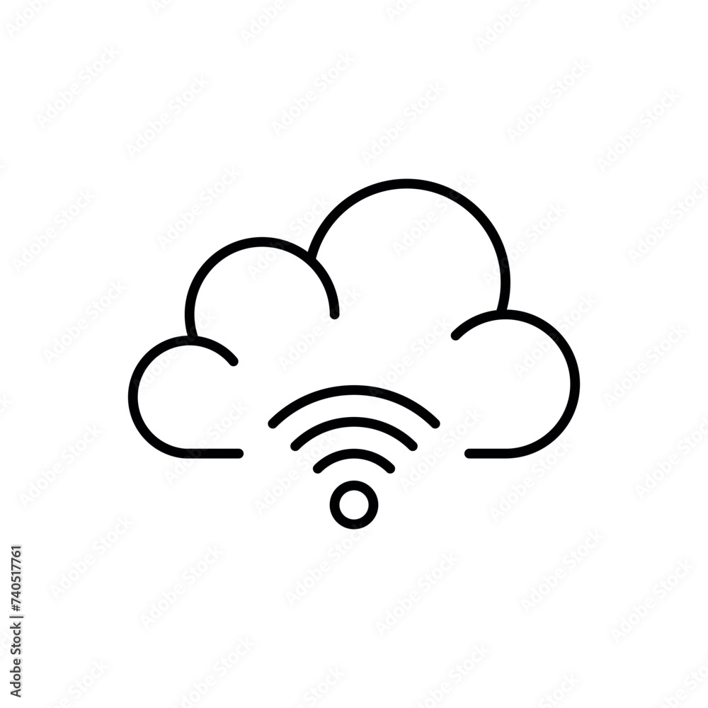 Cloud service icon vector illustration. Cloud wifi on isolated background. Wi-fi connection sign concept. Cloud service icon vector illustration. Cloud wifi on isolated background. Wi-fi connection sign concept.