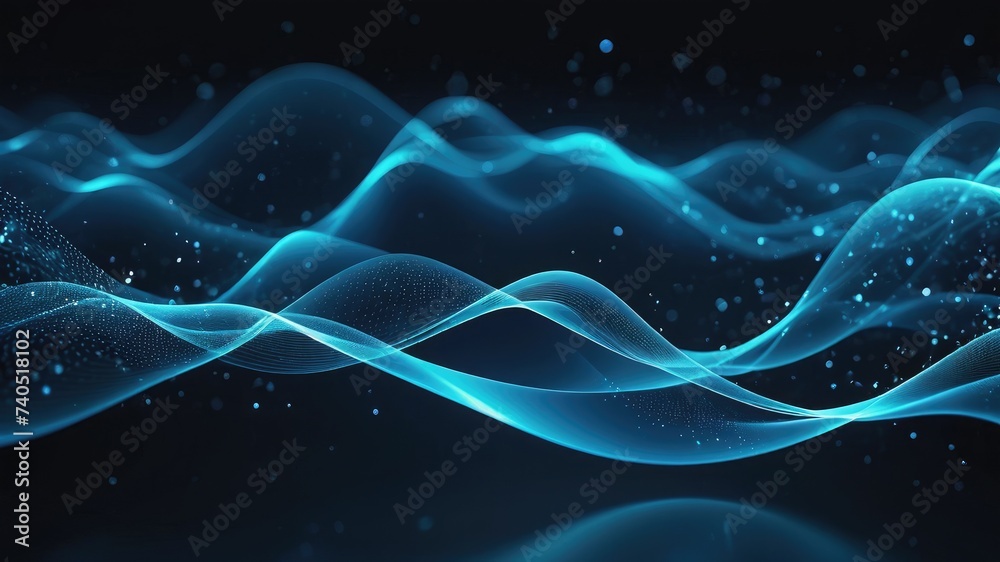 Fototapeta premium Abstract blue background, Blue wallpaper, blue wavy website banner, blue wallpaper and particles background, glowing wavy lines wallpaper,
