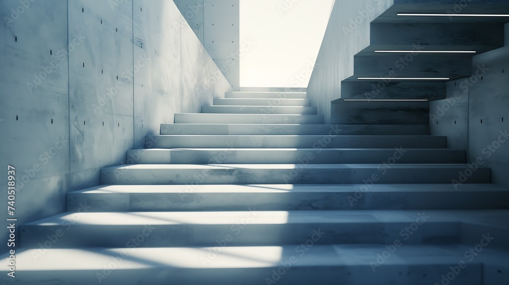 Fototapeta premium Concrete stairs in the building : Generative AI