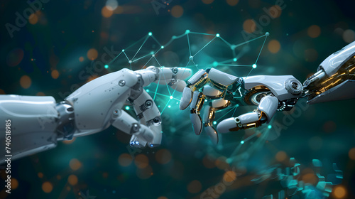 AI Hands of robot and human touching © KingKongThePitbull