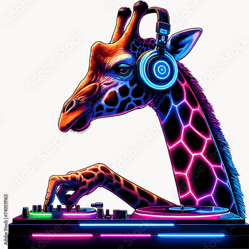 giraffe on a dj pult
