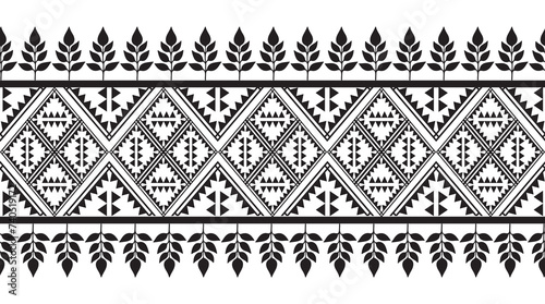 Tribal traditional fabric batik ethnic. ikat seamless pattern geometric repeating. Embroidery, wallpaper, wrapping, fashion, carpet, clothing. Black and white 