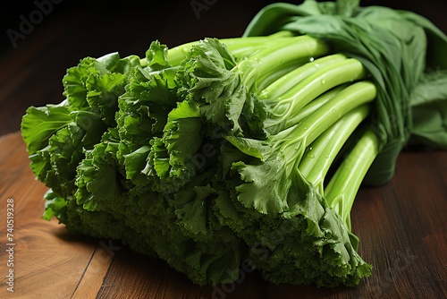 close up a Rapini broccoli rabe isolated on white  photo
