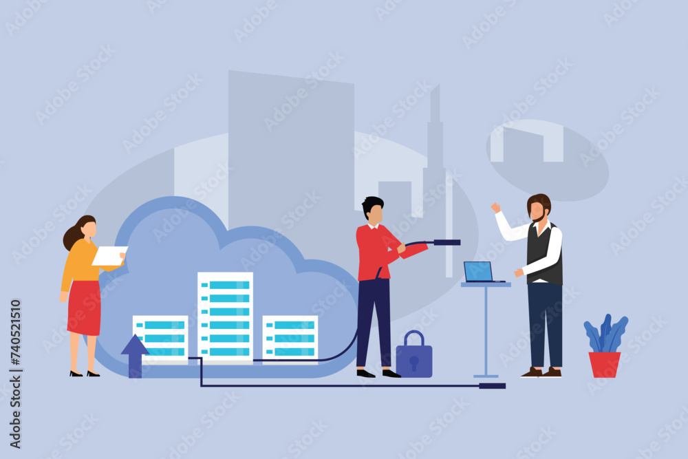 Big data source, data center, cloud computing and cloud storage vector illustration Big data source, data center, cloud computing and cloud storage vector illustration