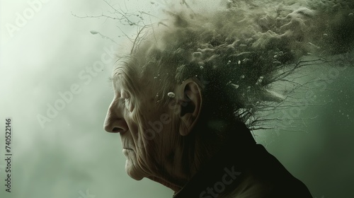 Old man with Alzheimer dementia Memory loss concept © CraftyImago