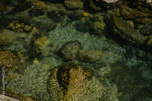 Close up of rocky water surface at Kourtaliotiko Gorge  Asomatos 