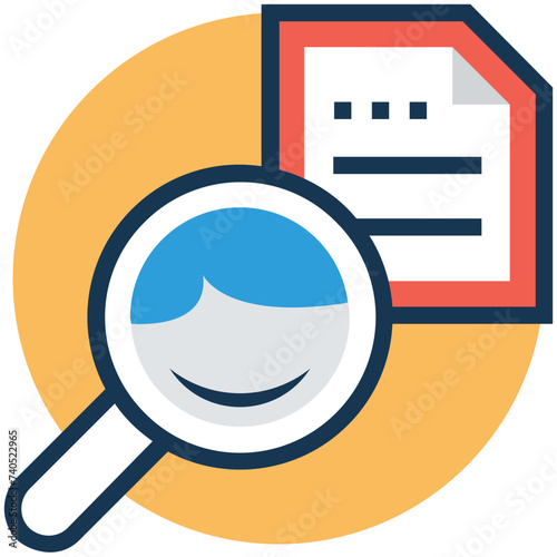 Flat icon denoting find file 
