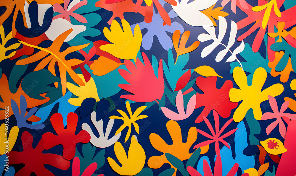 papercut flat design large pattern, Generative AI papercut flat design large pattern, Generative AI