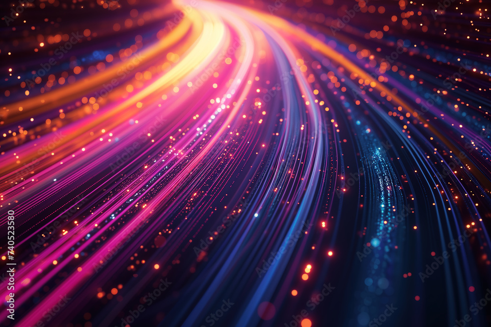 Neon colored flowing lines as symbol of data stream, digital background Neon colored flowing lines as symbol of data stream, digital background