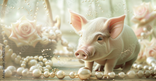 豚に真珠　ことわざイメージ photo
