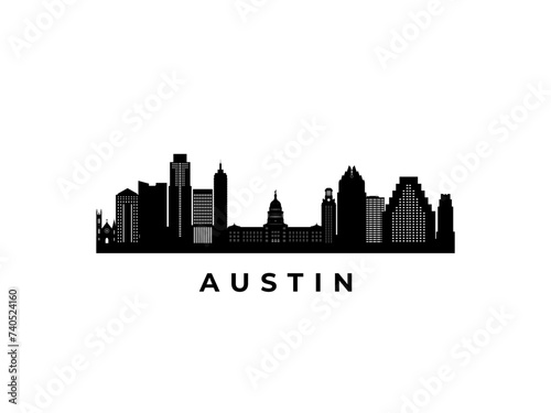 Vector Austin skyline. Travel Austin famous landmarks. Business and tourism concept for presentation, banner, web site.