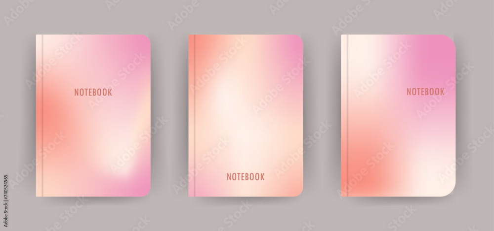 Cover page notebook collection. Templates with retro gradient. Perfect for diary, books, magazines, journals, catalogs, planners and flyers. Vector layouts. Minimalist style.
