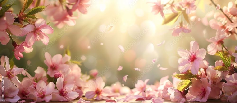 Beautiful pink cherry blossoms blooming spring wallpaper background for tranquil home decor Beautiful pink cherry blossoms blooming spring wallpaper background for tranquil home decor