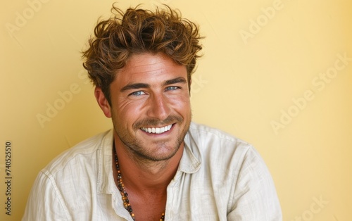 smiling confident businessman wearing color casual clothes,