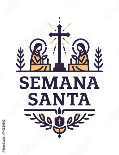 Semana Santa, Holy Week Lent spanish text vector, Latin religious tradition