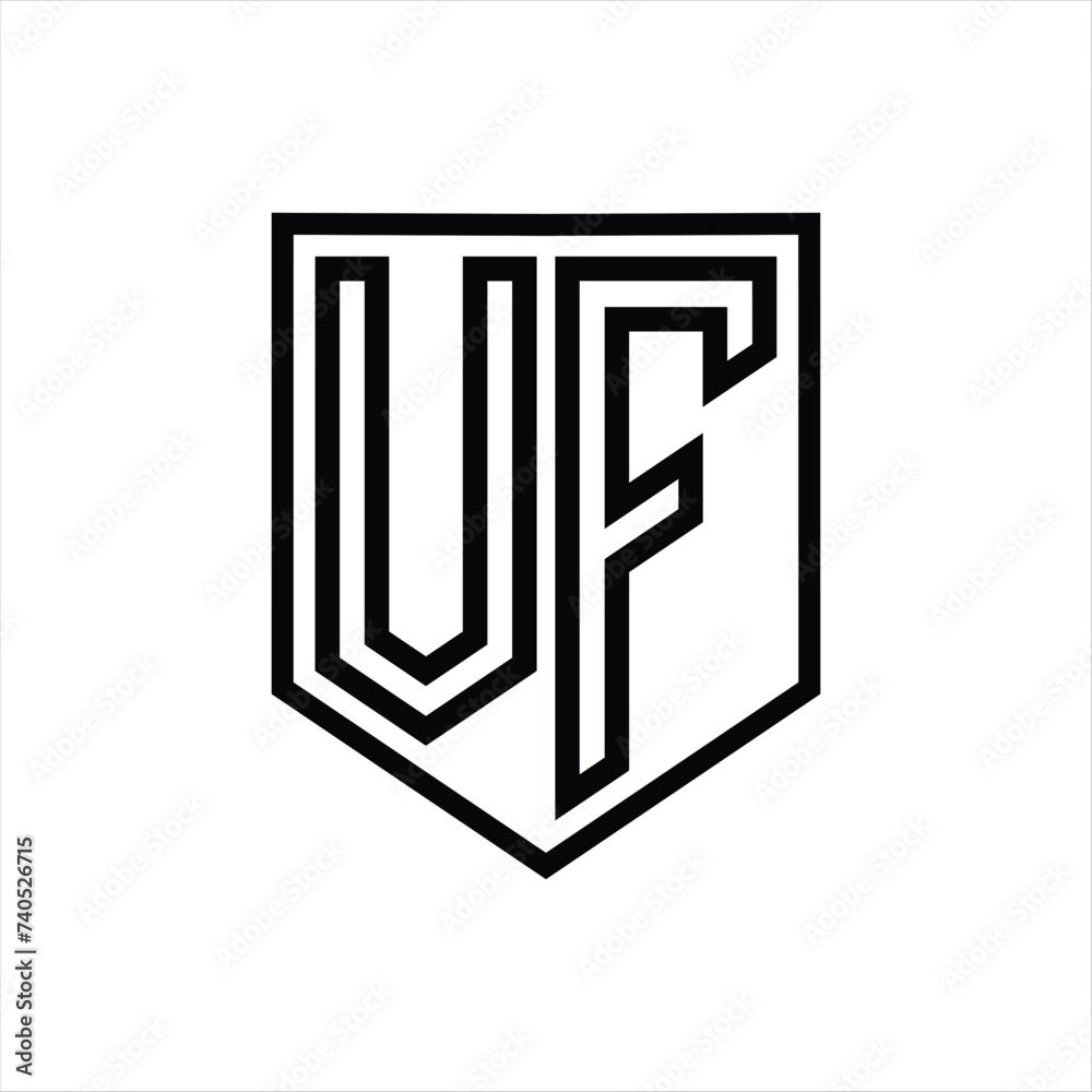 VF Letter Logo monogram shield geometric line inside shield isolated style design VF Letter Logo monogram shield geometric line inside shield isolated style design