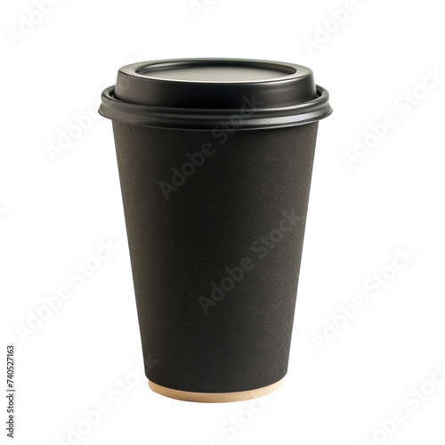 paper black coffee cup on transparency background PNG